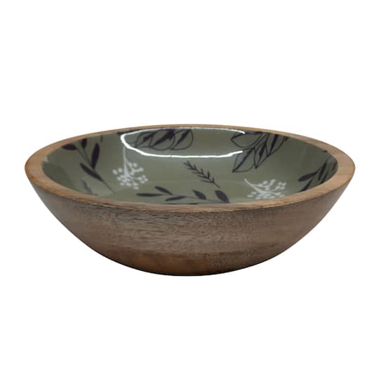 9.75" Plant Patterned Wood Bowl by Ashland®